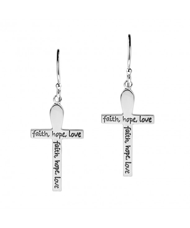 Elegant Faith Hope Love Sterling Silver Earrings