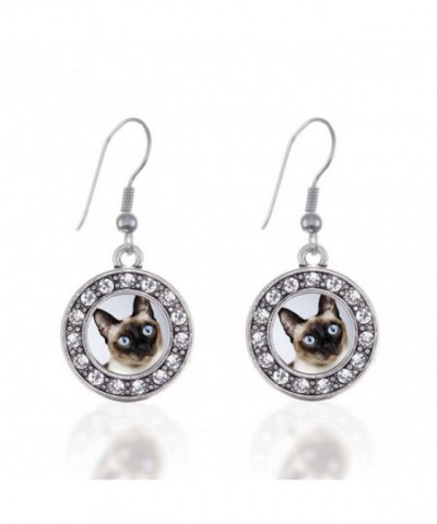 Siamese Circle Earrings Crystal Rhinestones