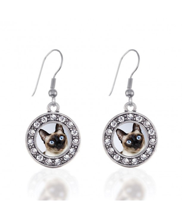 Siamese Circle Earrings Crystal Rhinestones