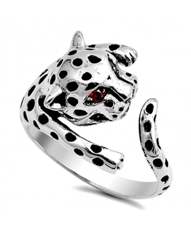 Leopard Simulated Garnet Sterling Silver