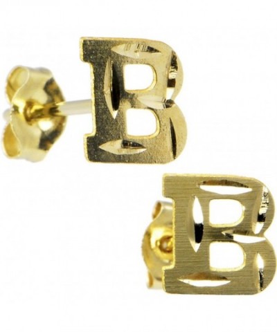 Yellow Gold Initial Stud Earrings