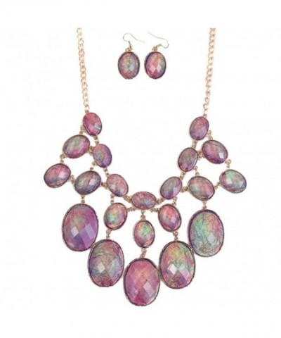 Luxury Purple Statement Necklace Earrings