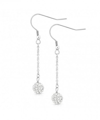 White Crystal Disco Dangle Earrings