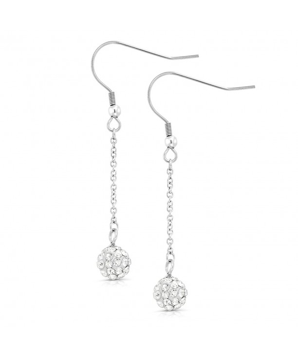 White Crystal Disco Dangle Earrings