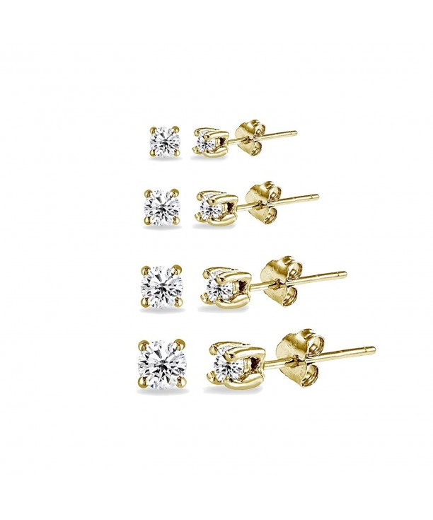 Yellow Flashed Sterling Zirconia Earrings