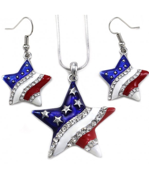 American Patriotic Independence Necklace Earrings