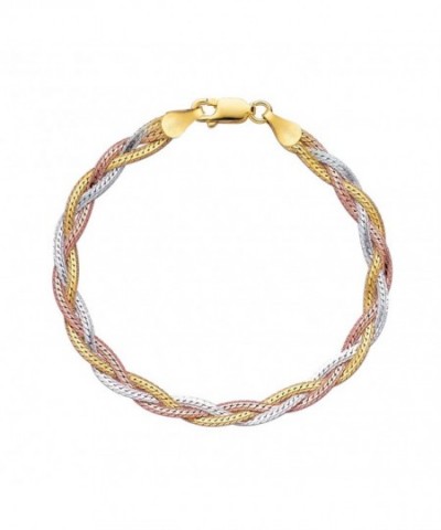 JewelStop Rhodium Diamond Cut Tri Color Bracelet