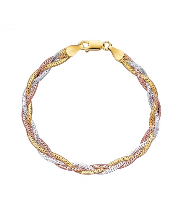 JewelStop Rhodium Diamond Cut Tri Color Bracelet