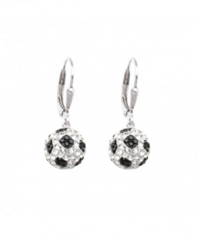 Soccer Earrings Sterling Sparkling Crystal