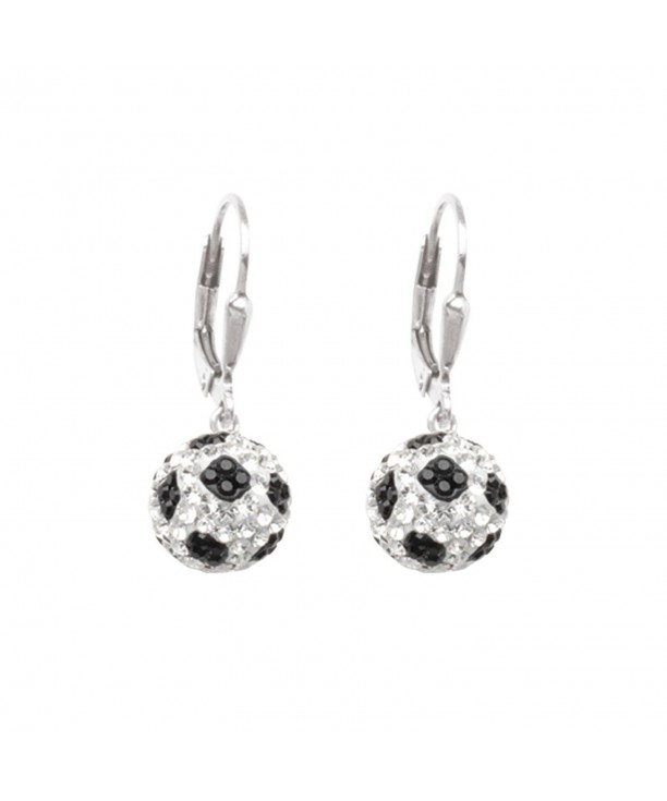 Soccer Earrings Sterling Sparkling Crystal