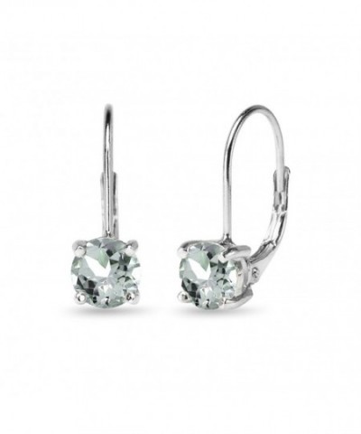 Sterling Round Cut Aquamarine Leverback Earrings