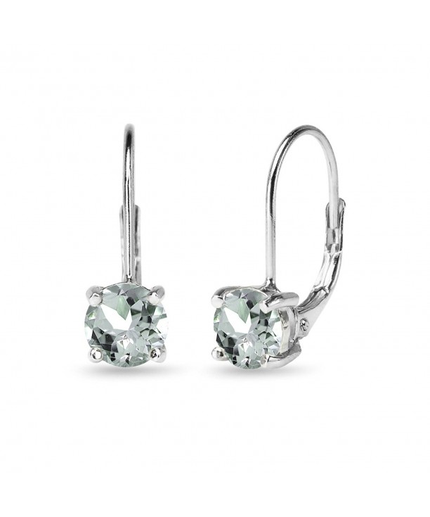 Sterling Round Cut Aquamarine Leverback Earrings