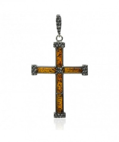 Sterling Silver Amber Cross Pendant