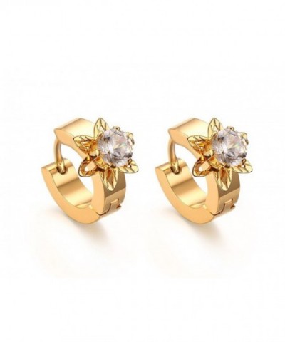 Womens Stainless Diamond Solitaire Earrings