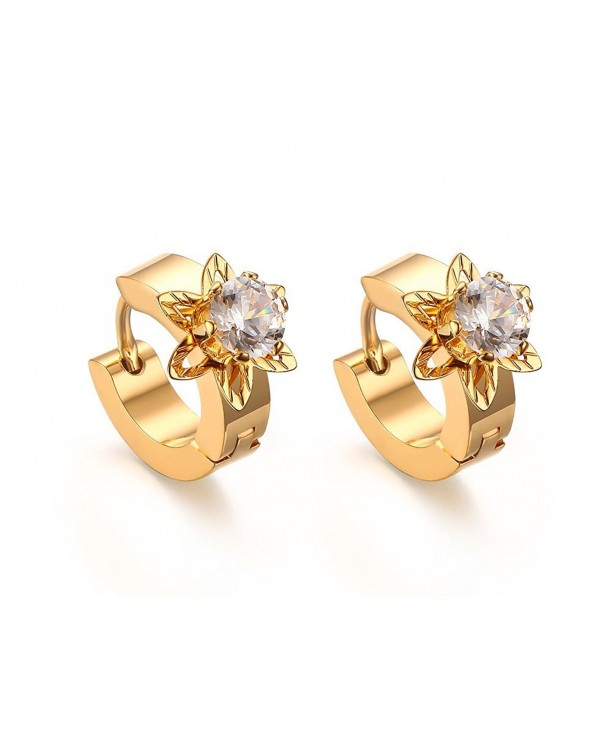 Womens Stainless Diamond Solitaire Earrings