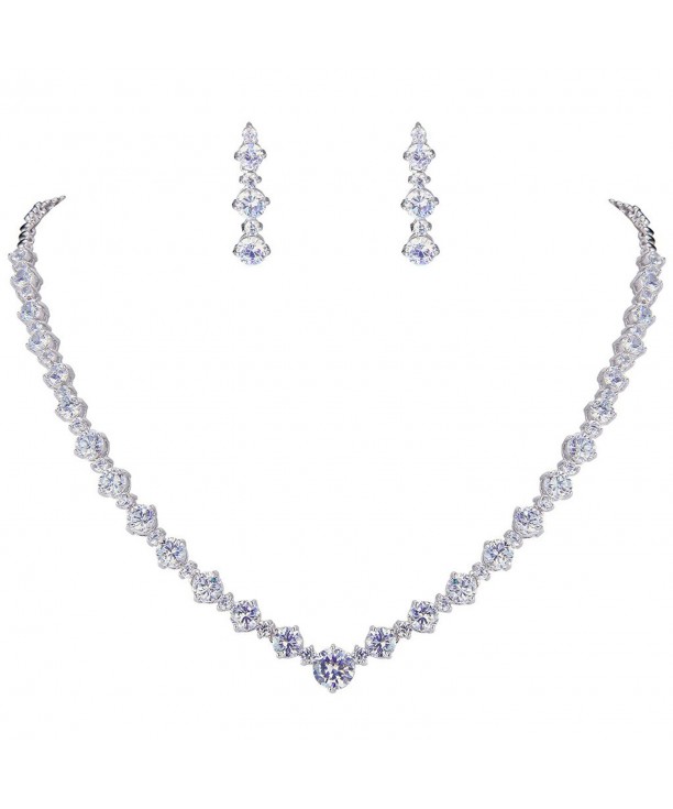 EVER FAITH Silver Tone Necklace Earrings