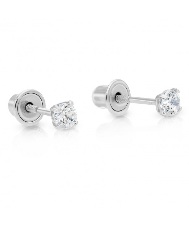 White Cubic Zirconia Earrings Screw