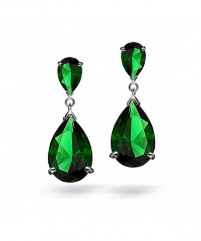 Simulated Emerald Teardrop Chandelier Earrings
