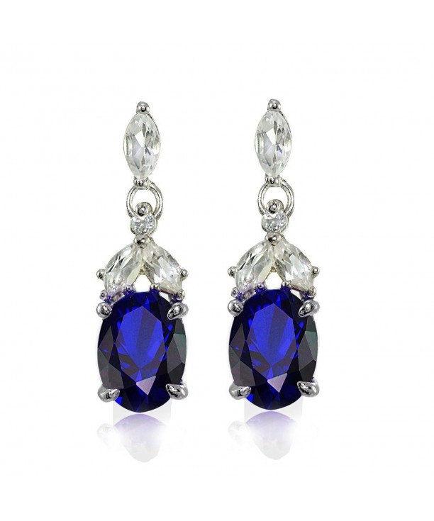 Sterling Silver Created Sapphire Earrings