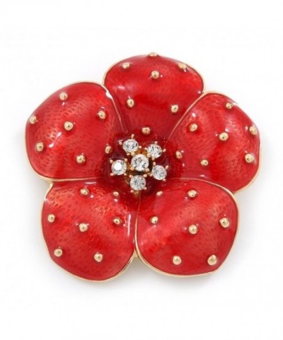 Enamel Crystal Flower Brooch Plating