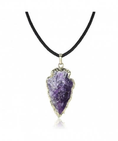 COAI Leather Arrowhead Amethyst Necklace