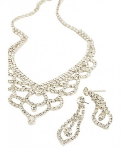 Scalloped Necklace Earring ACS632 Crystal