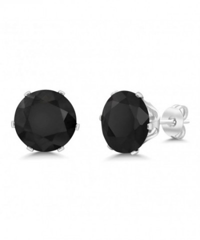 Black Round Gemstone Birthstone Earring