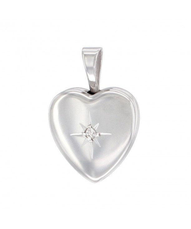 Sterling Silver Diamond Locket Necklace