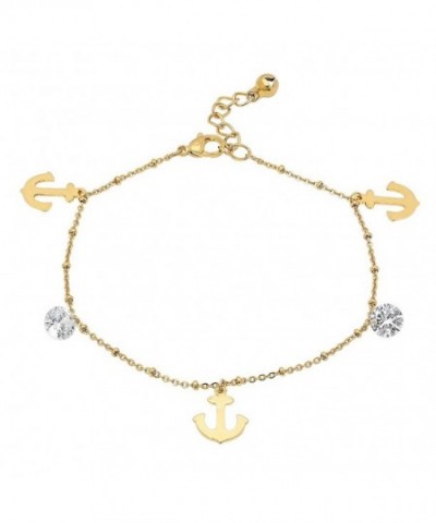 plated stainless crystal anchor anklet