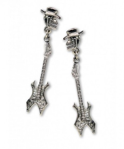 Gothic Musician Guitar Silver Earrings