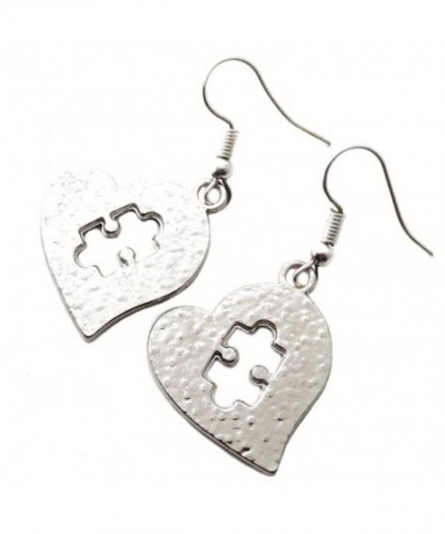 Silver Alloy Autism Dangle Earrings