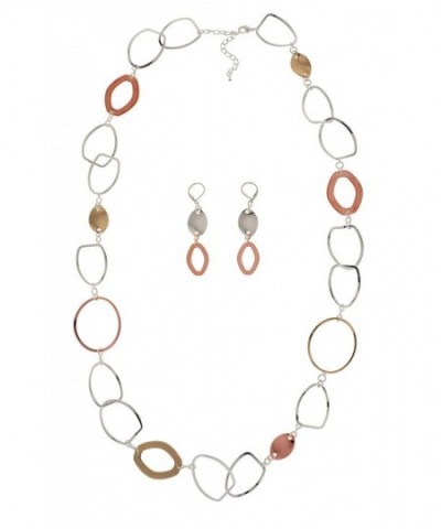 TRICOLOR Long Link Necklace Earrings