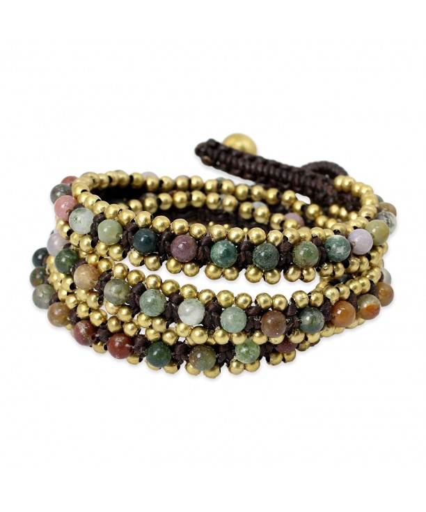 NOVICA Agate Beaded Bracelet Happiness