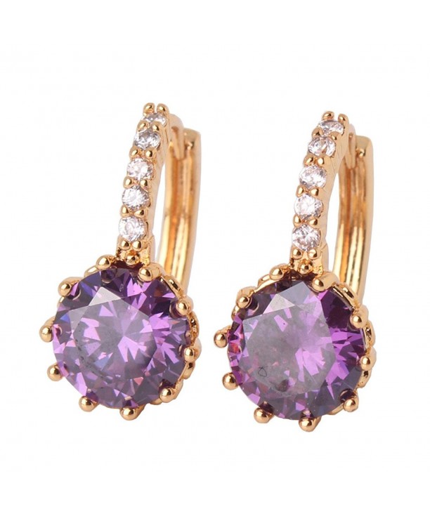 GULICX Zirconia Created Amethyst Earrings