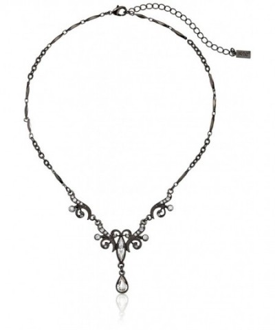 1928 Jewelry Black Tone Teardrop Necklace