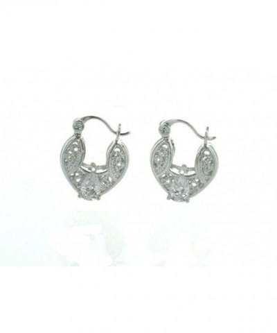 Silver Filigree Earrings Simulated Diamond