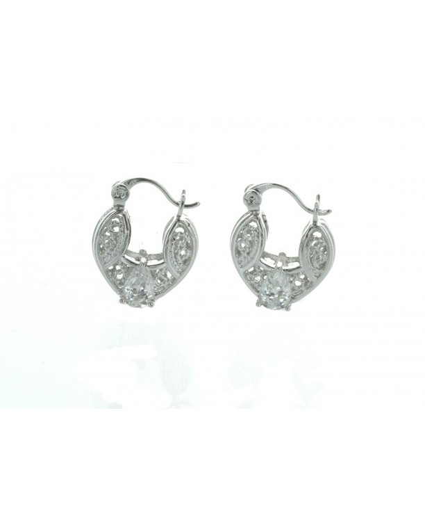 Silver Filigree Earrings Simulated Diamond