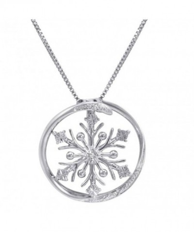 Diamond Accent Snowflake Pendant Necklace Sterling