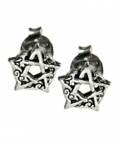 Sterling Crescent Pentacle Pentagram Earring