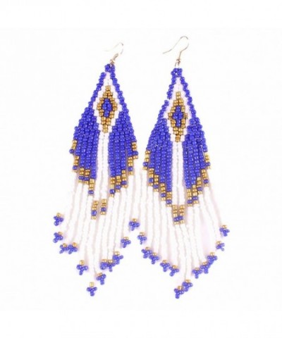 Triangle Pyramid Beaded Tassel Earrings