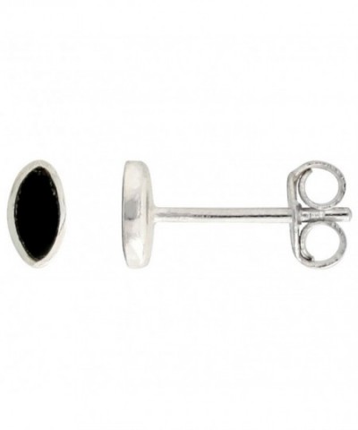 Sterling Silver Obsidian Earrings Navette