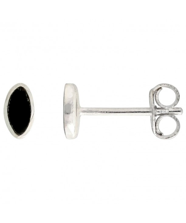 Sterling Silver Obsidian Earrings Navette