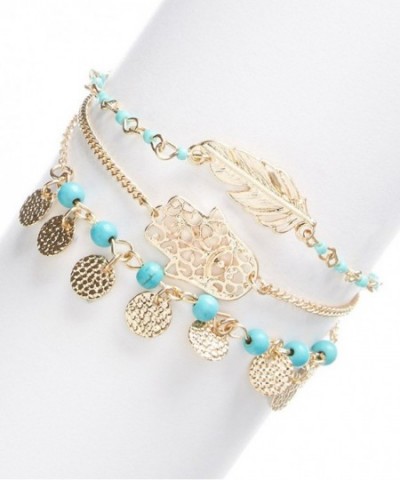 Lux Accessories Goldtone Turquoise anklet