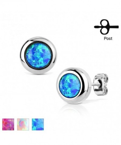 Surgical Stainless Earrings Bezeled Synthetic