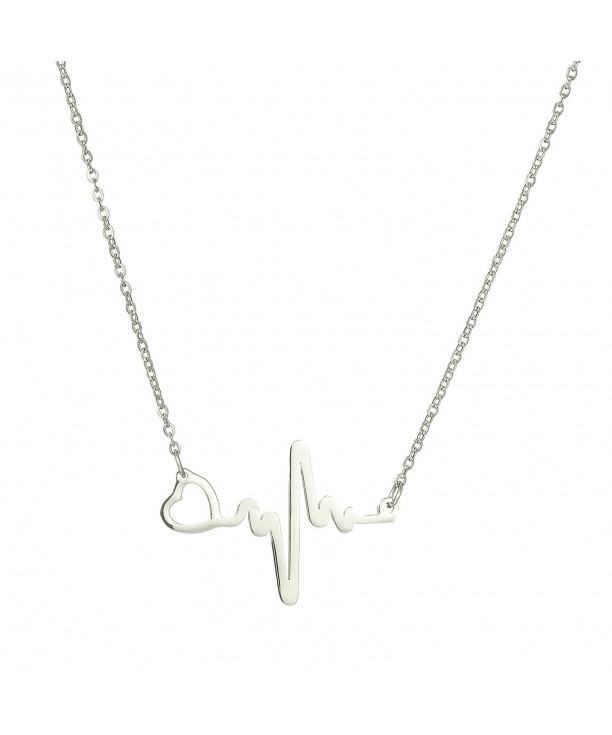 Stainless Steel Heartbeat Necklace Electrocardiogram