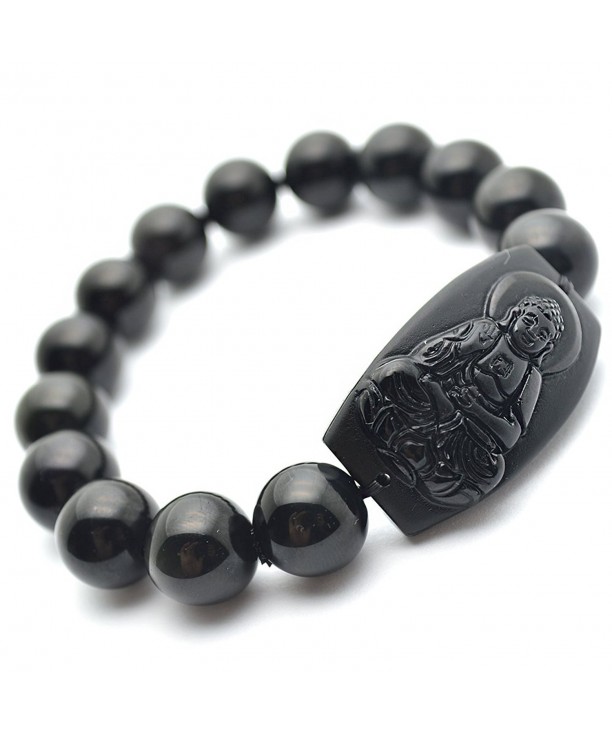 Flourishbeads Natural Obsidian Carved Bracelet