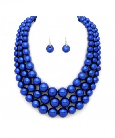 Multi Strand Simulated Statement Necklace Earrings