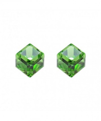 Green Crystal Sterling Silver Earrings