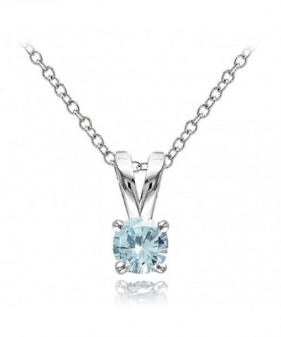 Sterling Silver Aquamarine Solitaire Necklace