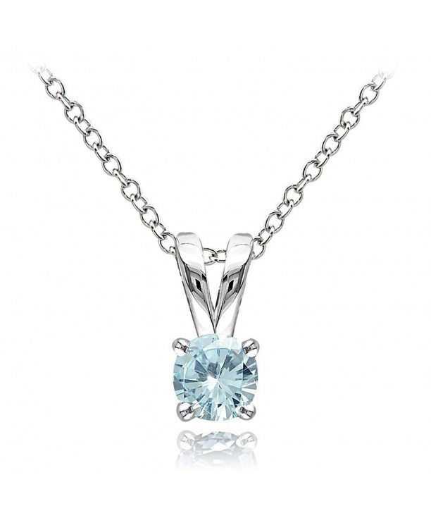 Sterling Silver Aquamarine Solitaire Necklace